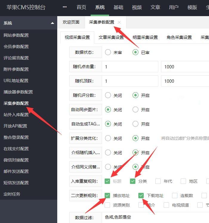 苹果cmsV10采集重复重名视频批量处理